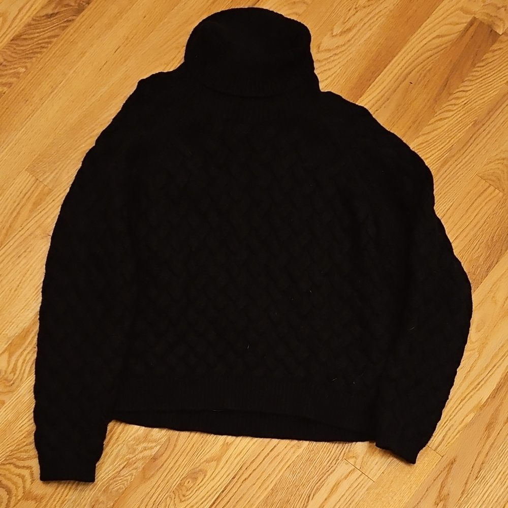 VENUS womens Textured Black Turtleneck Sweater